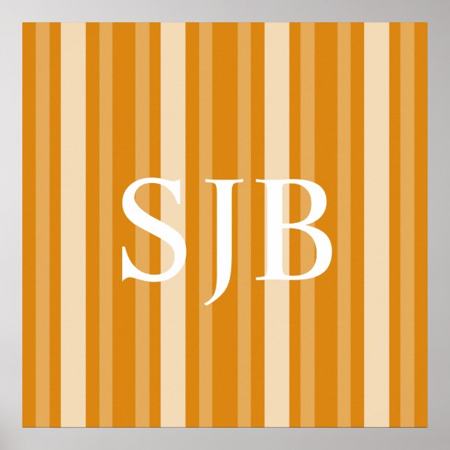 Affiche Marigold Victorian Lady Stripe avec Monogramme (Devant)