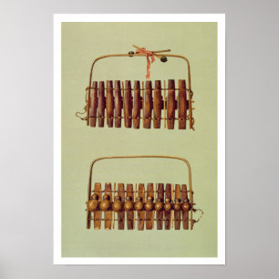 Affiche Marimba, vue avant et arrière, sud-africain, de