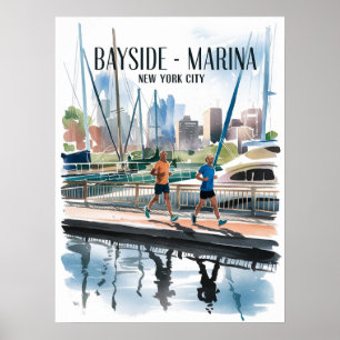 Affiche Marina de Bayside Jogging Aquarelle