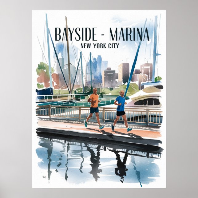 Affiche Marina de Bayside Jogging Aquarelle (Devant)