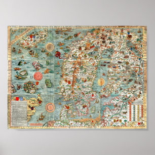 Affiche Marina de Carta, carte de Scandinavie