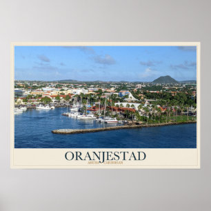 Affiche Marina d'Oranjestad et hauteurs de l'île