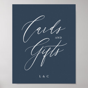 Affiche Marine Bleu Blanc Élégant Cartes de Mariage Cadeau