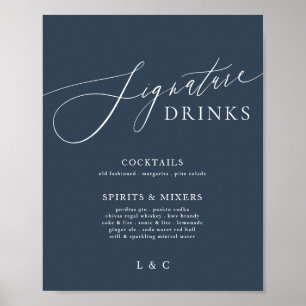 Affiche Marine Bleu Blanc Élégant Mariage Signature Boisso