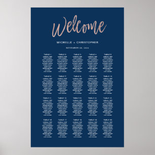 Affiche Marine Bleu et Rose Gold Glam Chic Seing Chart