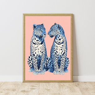 Affiche Marine bleu rose Cheetah Leopard Preppy Girl Dorm