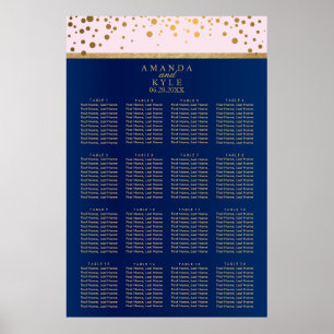 Affiche Marine bleu, rose et or - 16 Seating Chart