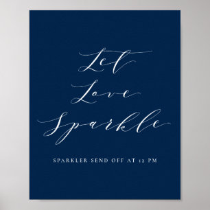 Affiche Marine Bleu Script laisser l'amour Sparkle Mariage