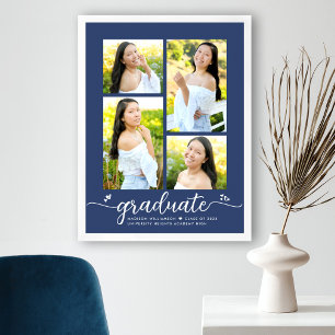 Affiche Marine Bleue Graduation 4 Script photo Coeurs Girl