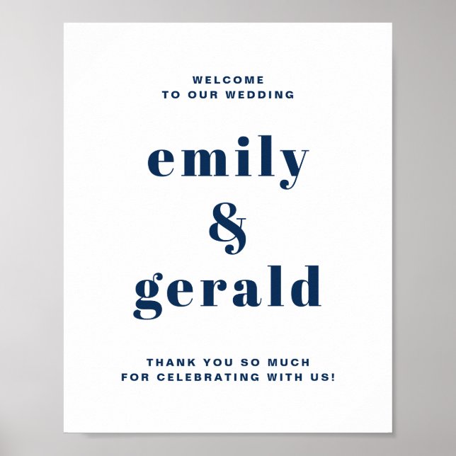 Affiche Marine Blue Bold Retro Typographie Mariage Bienven (Devant)