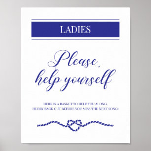 Affiche Marine Blue Dames Salle de bain Panier Mariage nau