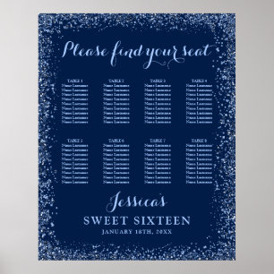 Affiche Marine Blue Faux Parties scintillant Sweet 16 Seat