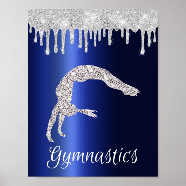 Affiche Marine Blue Metallic Argent Sparkle Gymnastique (Devant)