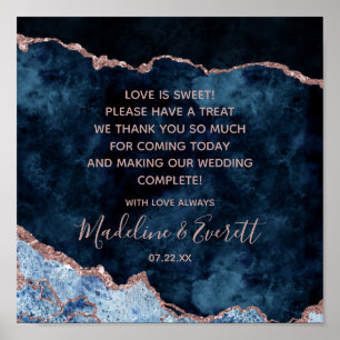 Affiche Marine Blue Rose Gold Love is Sweet Treat Table Pa