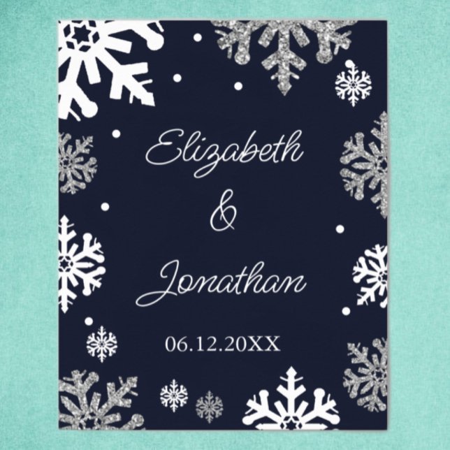 Affiche Marine Blue Snowflakes Mariage d'hiver (Créateur téléchargé)