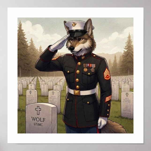 Affiche Marine Corps Wolf saluant  (Devant)