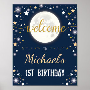Affiche Marine Gold Twinkle Star Boy Anniversaire Lune Gal