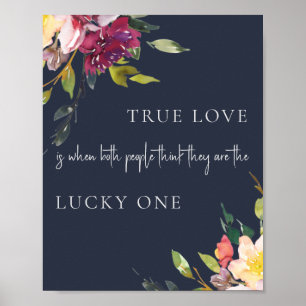 Affiche Marine Jaune Blush Bourgogne Floral True Love Luck