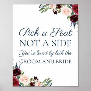 Affiche Marine Marsala Floral Choisissez un siège pas un p
