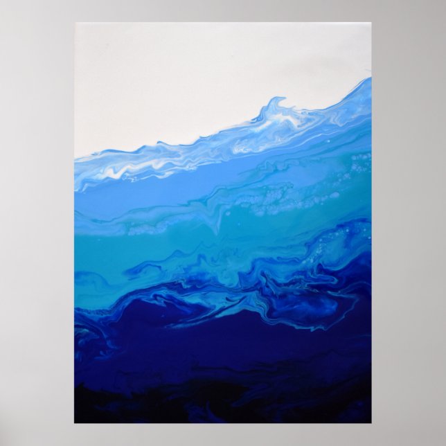 Affiche Marine Sapphire Blue Water Fluid Marble Art Abstra (Devant)