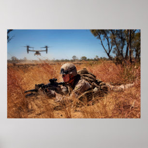 Affiche Marine sécurise la zone d'atterrissage