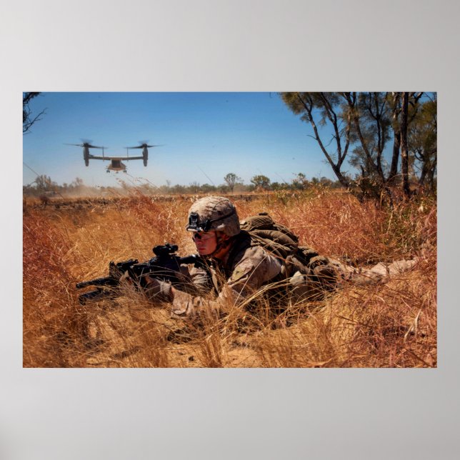 Affiche Marine sécurise la zone d'atterrissage (Devant)
