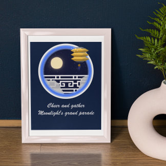 Affiche Marine Sky- White Moon Window Mid-Autumn Festival