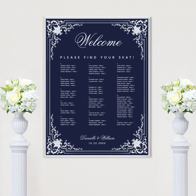 Affiche Marine Vintage Wedding Alphabetical Seating Chart (Créateur téléchargé)