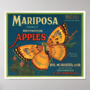 Affiche Mariposa Marque Pommes Vintage Étiquette Crate - B