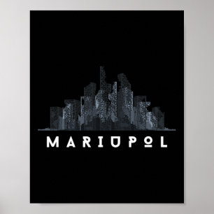 Affiche Mariupol Ukraine Drapeau Ville Ukrainienne Cyrilli