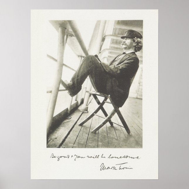 Affiche Mark Twain Citation manuscrite littérature américa (Devant)