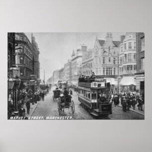 Affiche Market Street, Manchester, c.1910