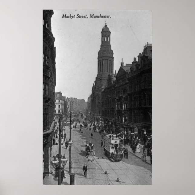 Affiche Market Street, Manchester, vers 1910 (Devant)