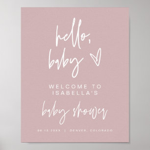 Affiche MarLO Boho Dusty Baby shower Rose Bienvenue
