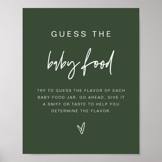 Affiche MARLO Boho Forest Green Guess the Baby Food Game (Devant)