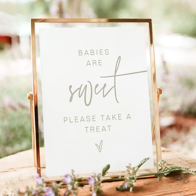 Affiche MARLO Boho Sage Green Baby Are Sweet Sign (Créateur téléchargé)