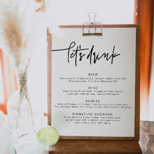 Affiche MARLO Bold Contemporary Let's Drink Bar Menu Post