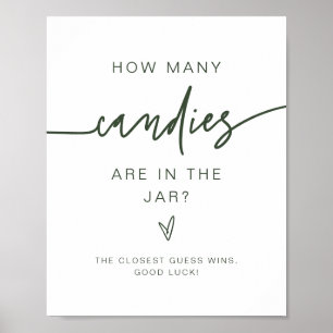 Affiche MARLO Green Combien de Candies Baby shower Jeu
