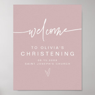 Affiche MARLO Modern Boho Dusty Rose Christening Bienvenue