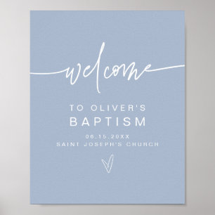 Affiche MARLO Moderne Boho Dusty Baptême Bleu Bienvenue