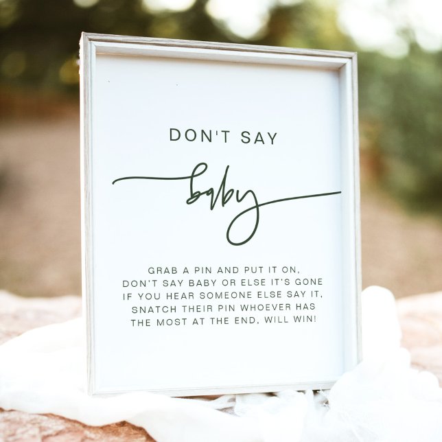 Affiche MARLO Moderne Boho Forest Green Ne pas dire bébé s (Créateur téléchargé)