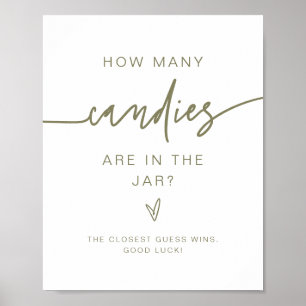 Affiche MARLO Olive Combien de bonbons Baby shower Jeu