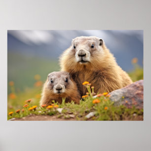 Affiche Marmot Animal Wild Beauté Liberté Art sauvage