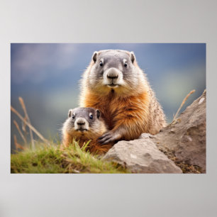 Affiche Marmot Animal Wild Beauté Liberté Art sauvage
