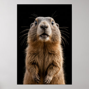 Affiche Marmot Wild Animal Élégant Dramatique Mist Portrai
