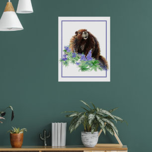 Affiche Marmotte Animal Aquarelle Art Faune Sauvage