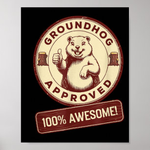 Affiche Marmotte Approuvée 100% Incroyable Drôle Vintage