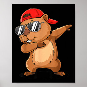 Affiche Marmotte Hip-Hop faisant le dab avec une casquette