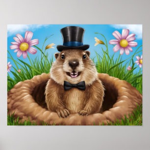 Affiche Marmotte souriante émergente