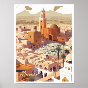 Affiche Maroc Afrique Art Vintage voyage Illustration
